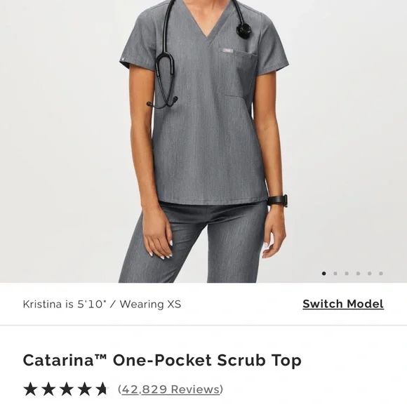 XS Gray Catarina One pocket scrub top - Picture 2 of 2